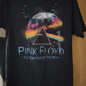Pink Floyd Black T-Shirt with Rainbow Prism Graphic